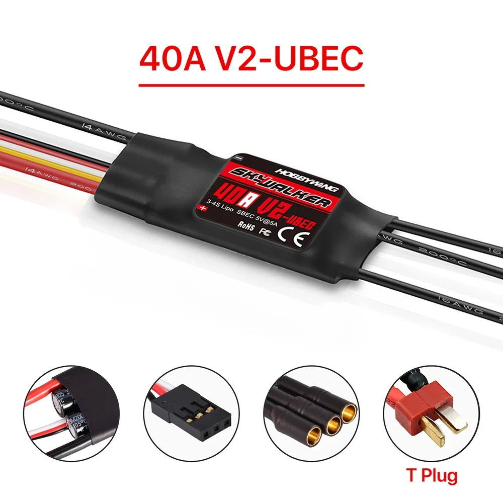 Hobbywing Skywalker V2 40A 50A 60A 80A 100A Brushless ESC BEC Speed Controller With Reverse Break For RC Fixed Wing