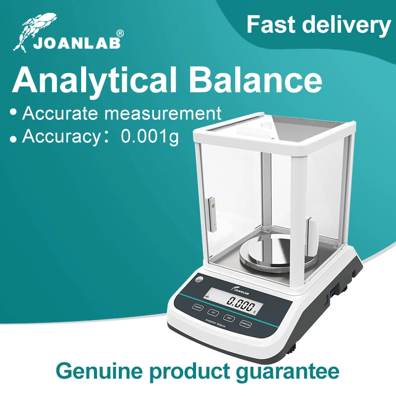 Produktbild von JOANLAB Analysenwaage FA1204 – 120g X 0,1mg, Externe Kalibrierung, RS-232, Mit Glaswindschutz & Edelstahlplatte, Für Labor & Apotheke