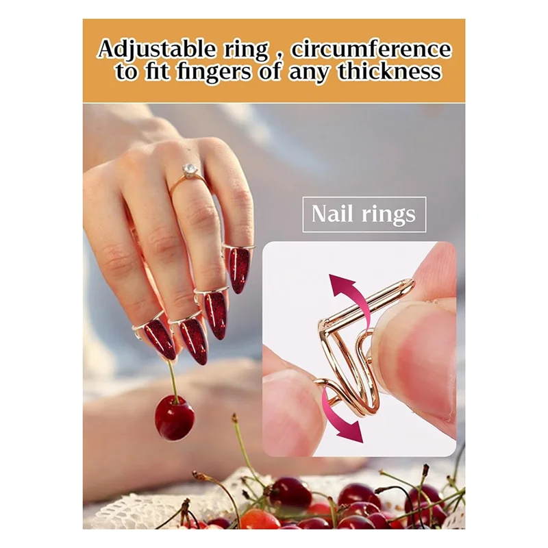 Anéis de unhas femininos removíveis reutilizáveis ABDJ (20 peças), conjunto de anéis ajustáveis inclui abas adesivas para unhas - presente perfeito para seu ouro