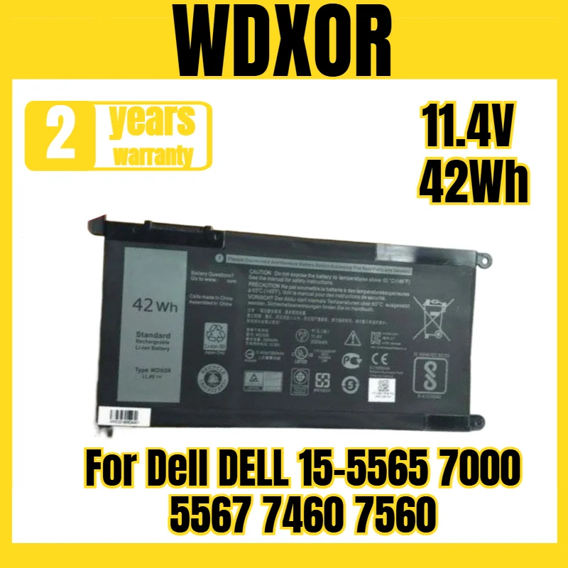 

WDXOR laptop battery,suitable for DELL Inspiron 15-5565 7000 5567 7460 7560 battery, new large capacity,tool delivery 11.4V 42Wh