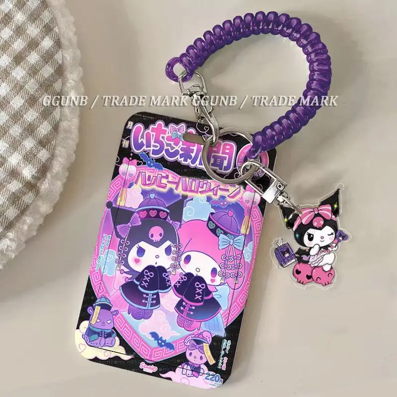 

New Sanrio Kuromi Card Holders Cartoon Anime Women Men Credit Card Holder Cute Kids Lanyard Keychain Student Bus Card Cover Case