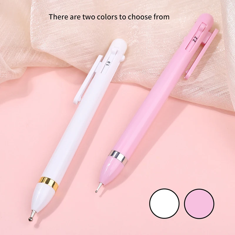 4-in-1 nagelpunt diamantpen balpen ontwerp nagelgereedschap manicure tip stipverf roze/witte pen met 4 verschillende maten