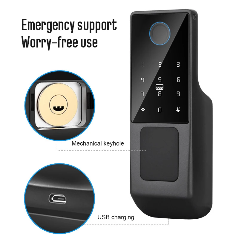 في الهواء الطلق مزدوج الأمن الجبهة مقاوم للماء بصمة البيومترية الرقمية الذكية Ttlock لوحة المفاتيح قفل حافة الباب الخشبي عن بعد