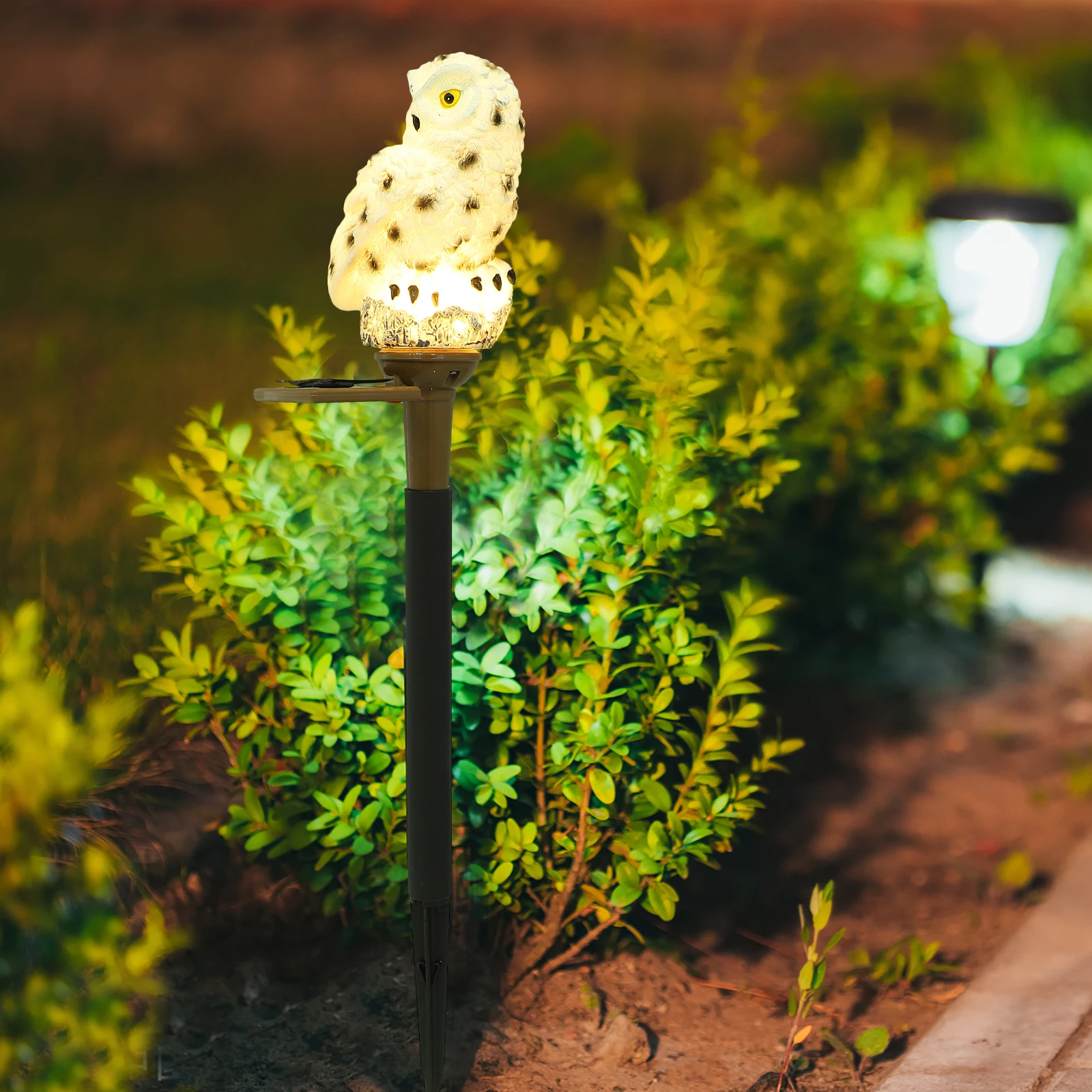 1pc Solar Ground Plug Light Colorful LED Stake Lights Owl Design Lamp Landscape Garden Resin Decorative Solar Outdoor Lighting
