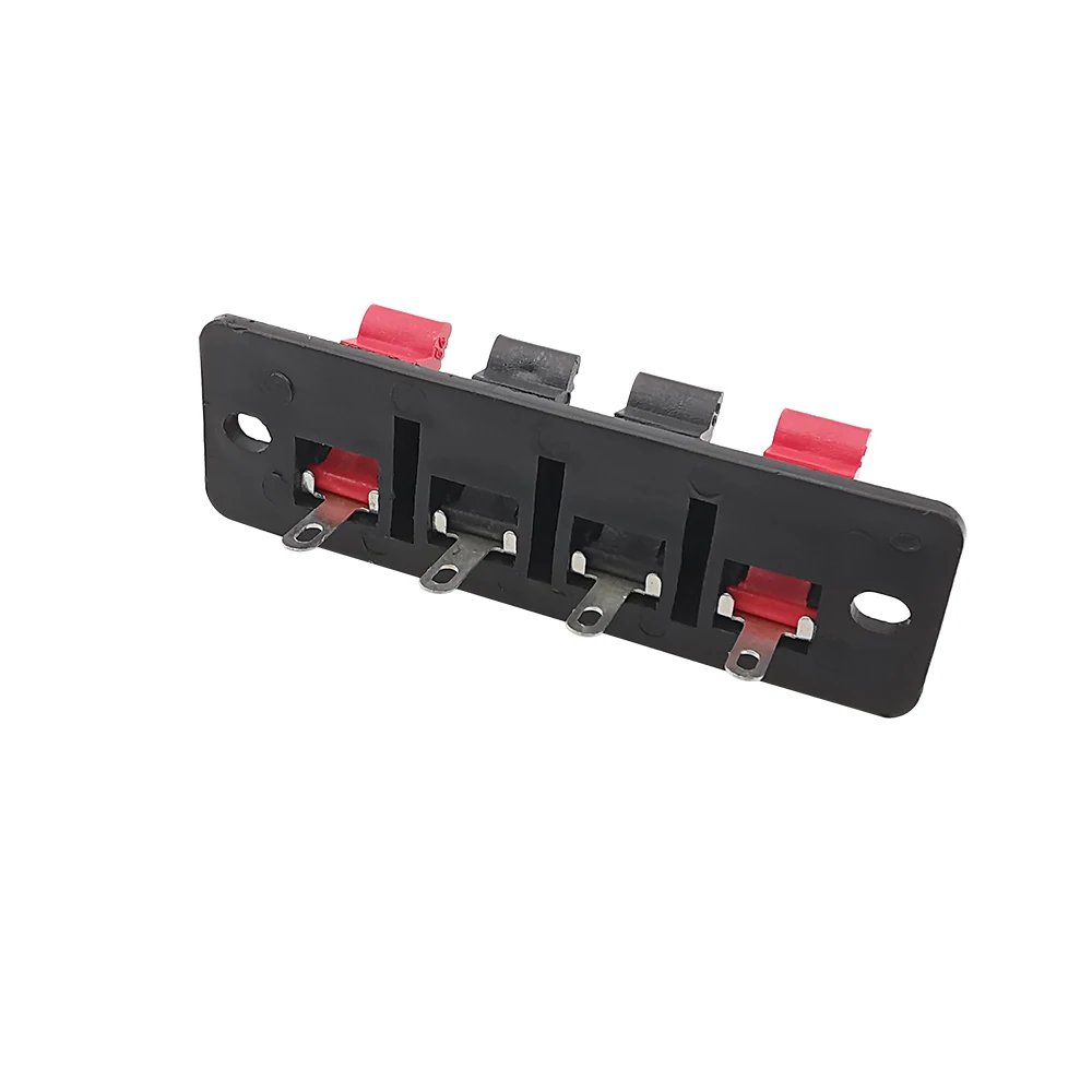 WP4 4 Positions Audio Connector Spring Terminal 4 Way Push in Audio Speaker Cable Wiring Test Clip Socket Red Black