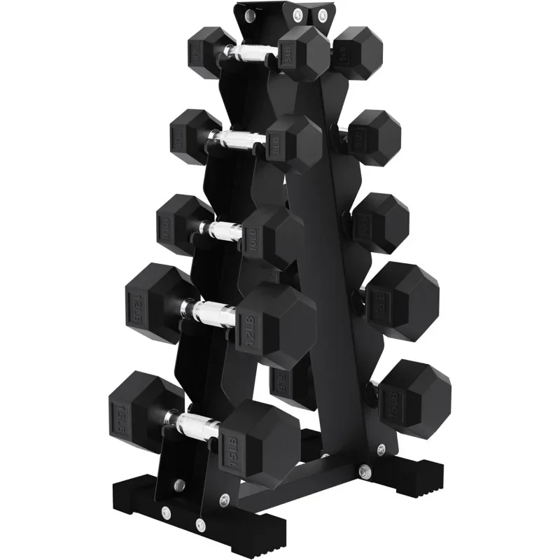 

BalanceFrom Rubber Coated Hex Dumbbell Free Hand Weight Set W/Storage Rack,Multiple Options