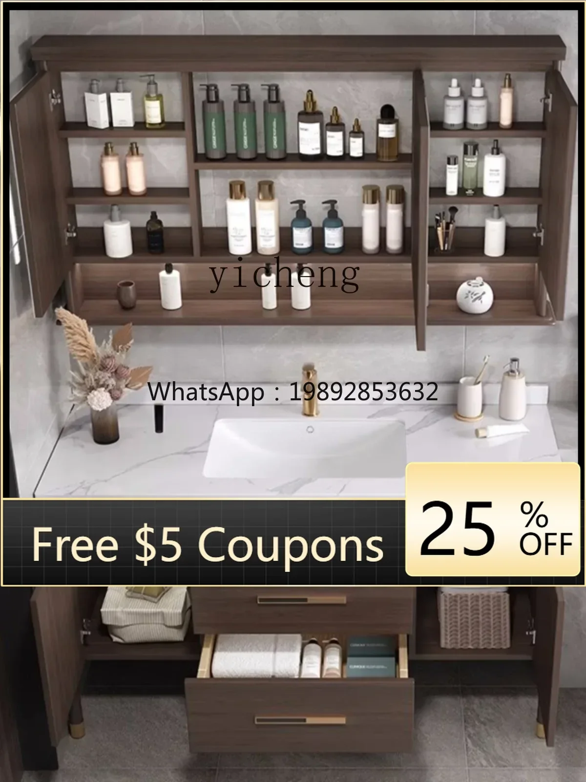 

new Chinese oak solid wood bathroom cabinet combination double basin toilet washbasin floor type