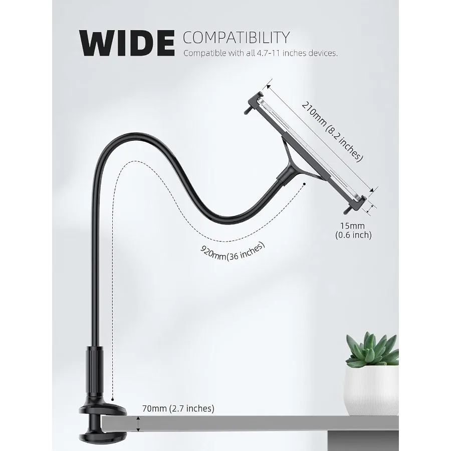 Suporte de montagem para tablet pescoço de ganso, braçadeira de braço flexível para cama, compatível com pad mini 7.9 air 9.7 pro 10.5 kindle sw