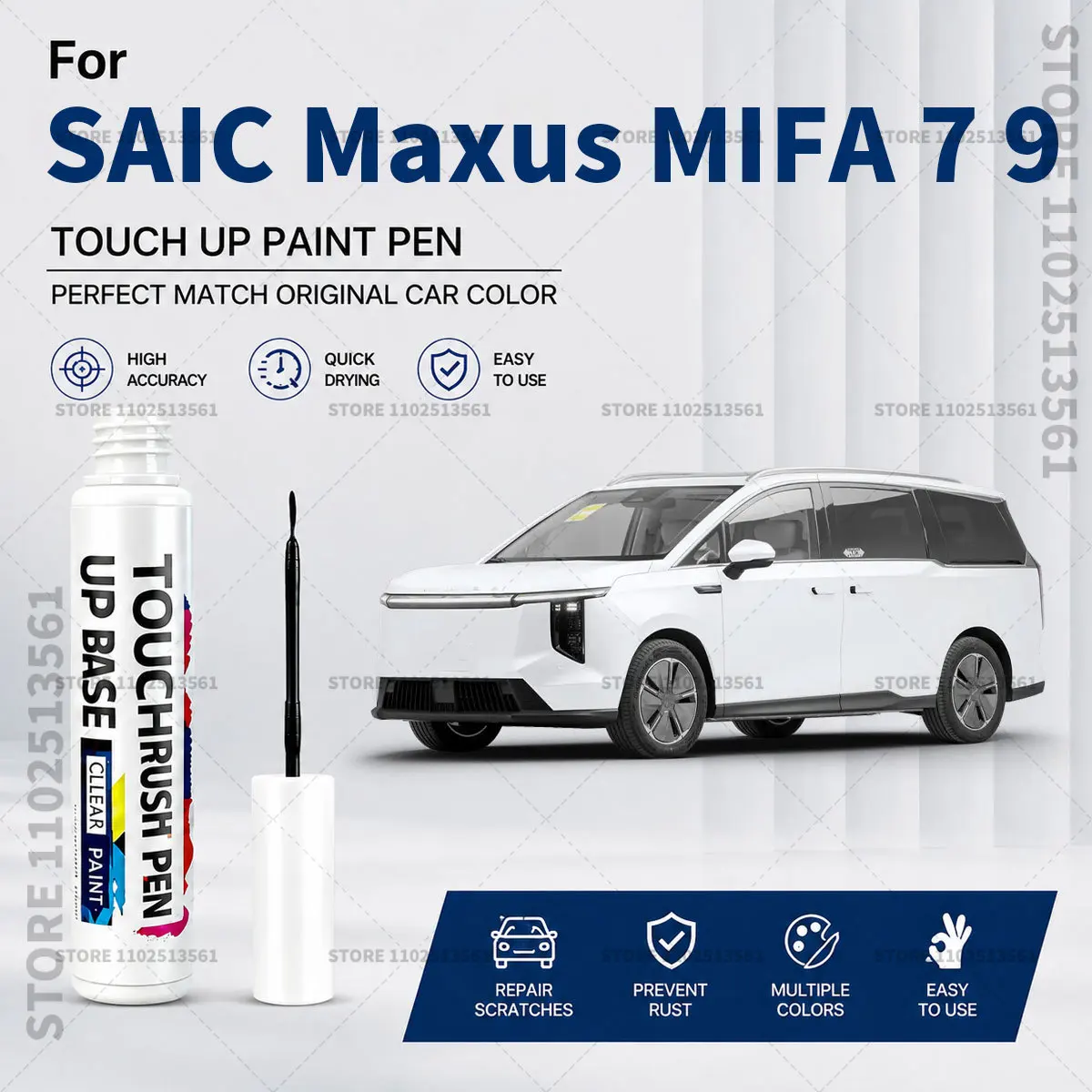 For SAIC Maxus MIFA 7 9 White Car Paint Repair Pen Touch Up Paint Brush Scratch Remover for Deep Scratches Stone Chips and Marks