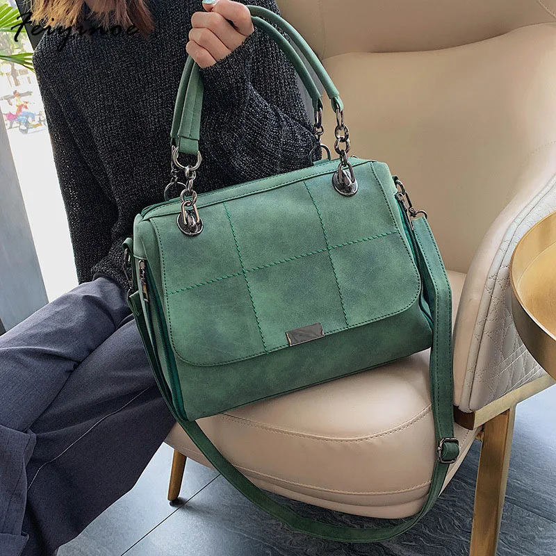 Matte Women Handbag Scrub Female Shoulder Bags Large Capacity Matcha PU Leather Lady Totes Boston Bag for Travel Hand Bags 2024