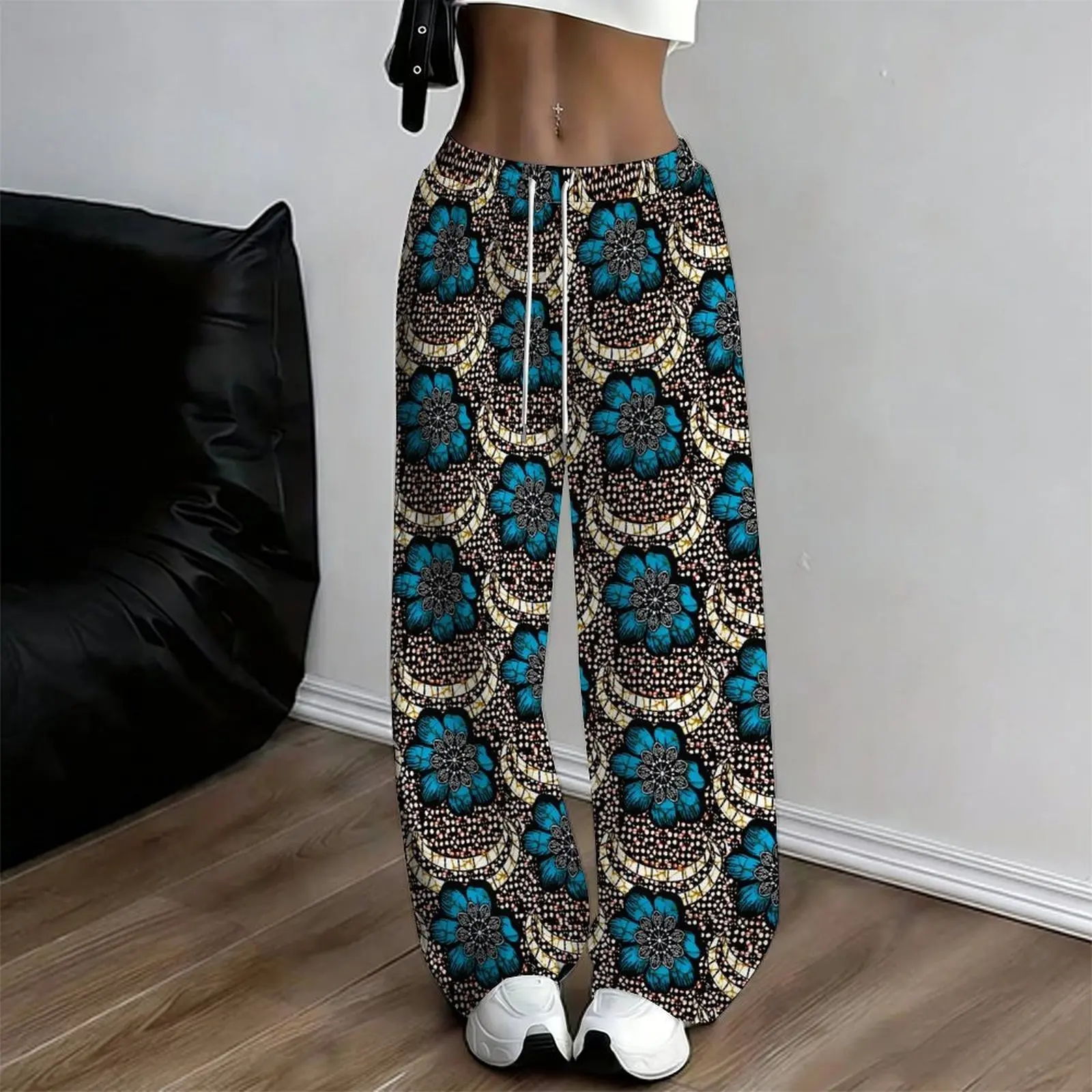 Female Retro Autumn Winter Casual Pants, Wide Leg Loose Trousers for Everyday Commuting & Vacation
