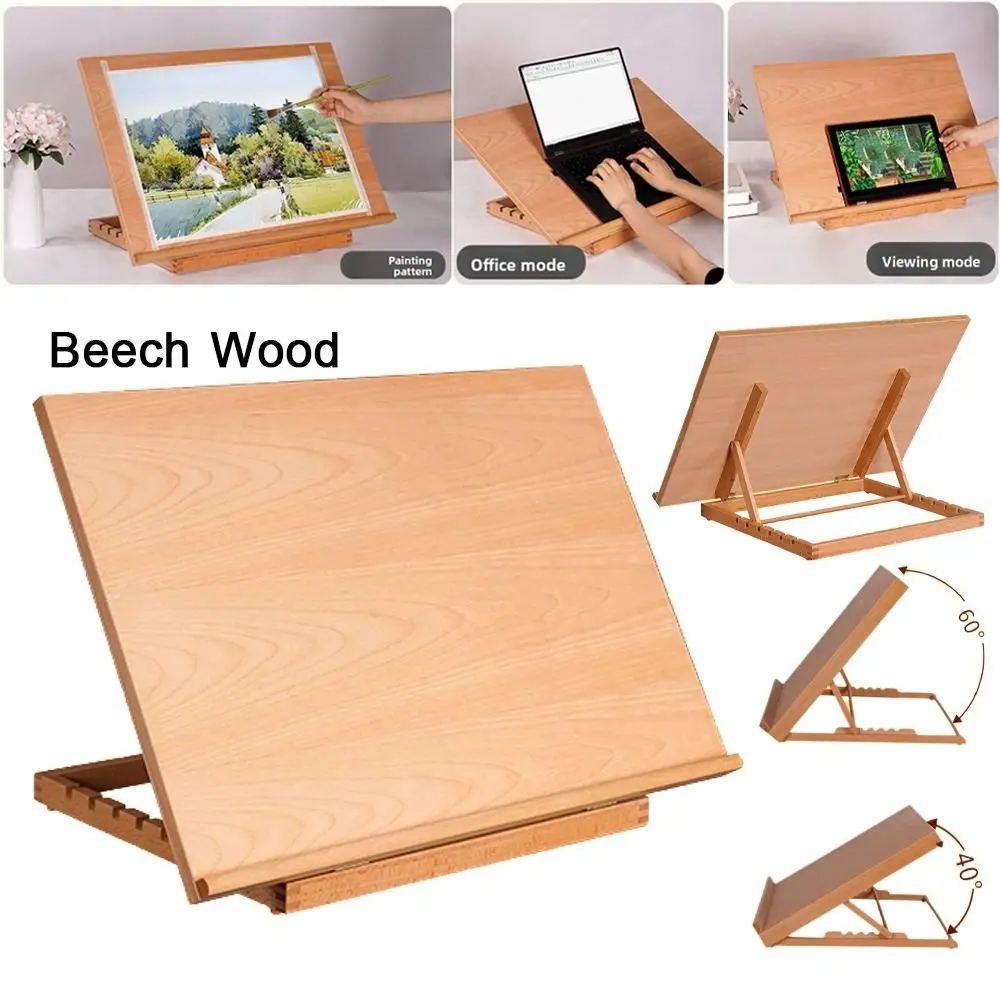 حامل طاولة من خشب الزان قابل للطي على الموضة قابل للتعديل متعدد الوظائف حامل رسم فني احترافي محمول للفنانين #4