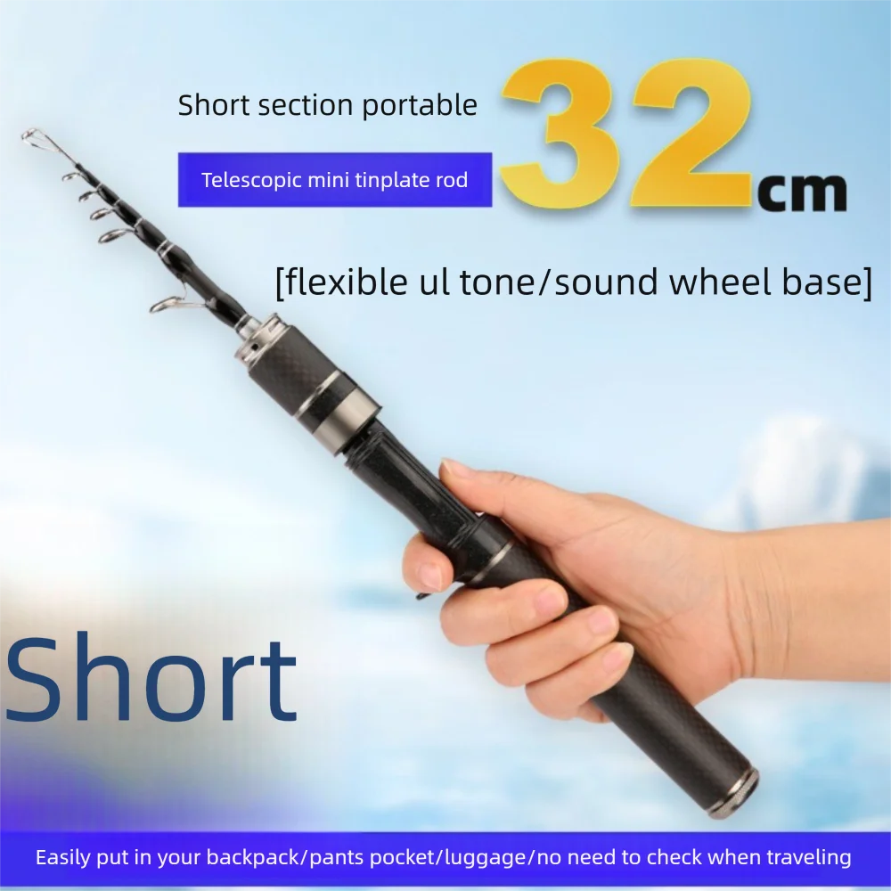 Vara de pesca telescópica kits completos spincast carretel de pesca vara de fundição conjunto ultra curto fibra de vidro alimentador vara combo
