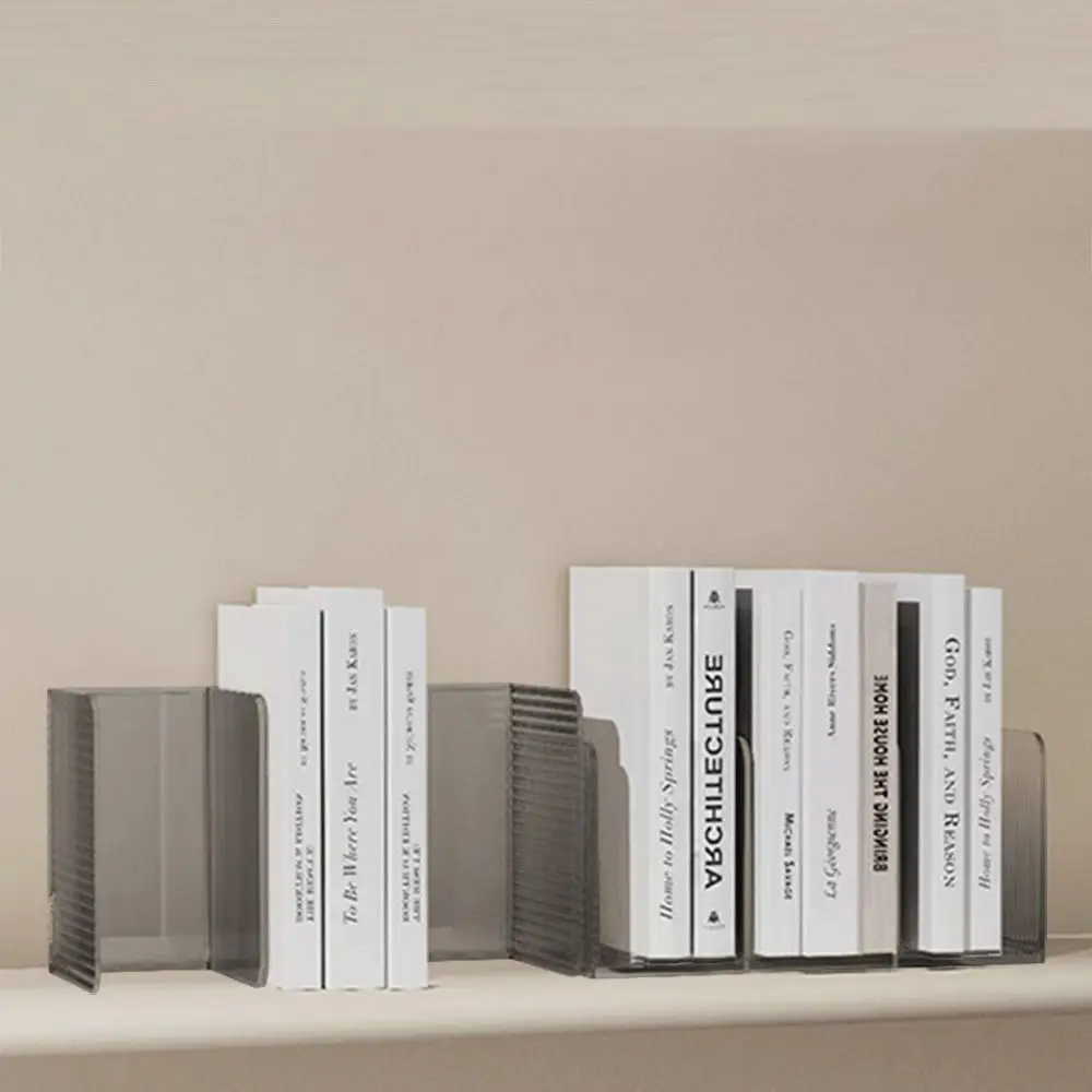 Serre-livres transparents à trois compartiments pratiques, étagère de bureau antidérapante et réutilisable, épaisse et empilable, support de rangement pour livres