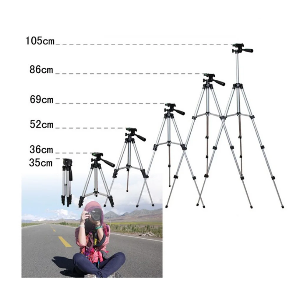 Tripé giratório ajustável de 360 graus, suporte telescópico de 5 estágios de liberação rápida para câmera dslr, filmadora, telefone, tablet