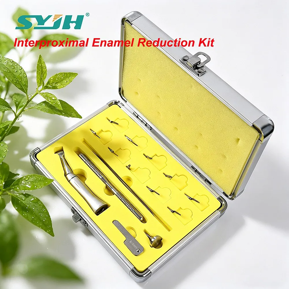 Dentals Interproximal Enamel Reduction Kit 4:1 Angle 10Pcs Diamond Files Reciprocating Orthodontic Tool
