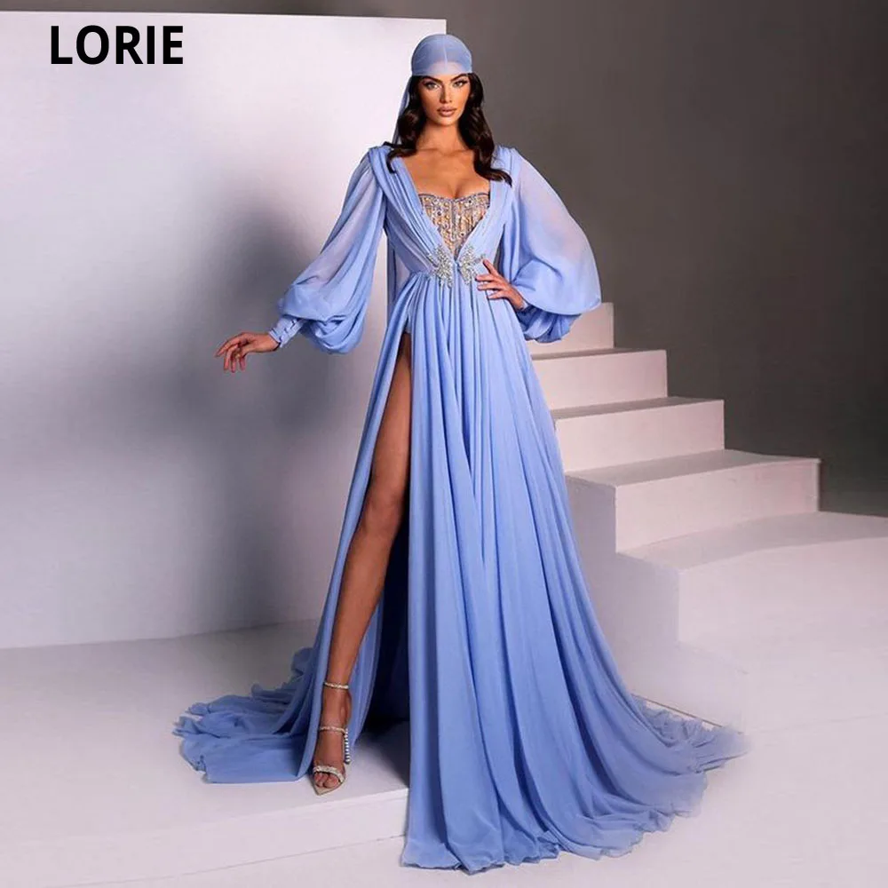 

LORIE Chiffon Beach Prom Dresses Lace Applique Cap Sleeves Saudi Arabia Evening Gowns A Line Princess Wedding Party Gown 2022