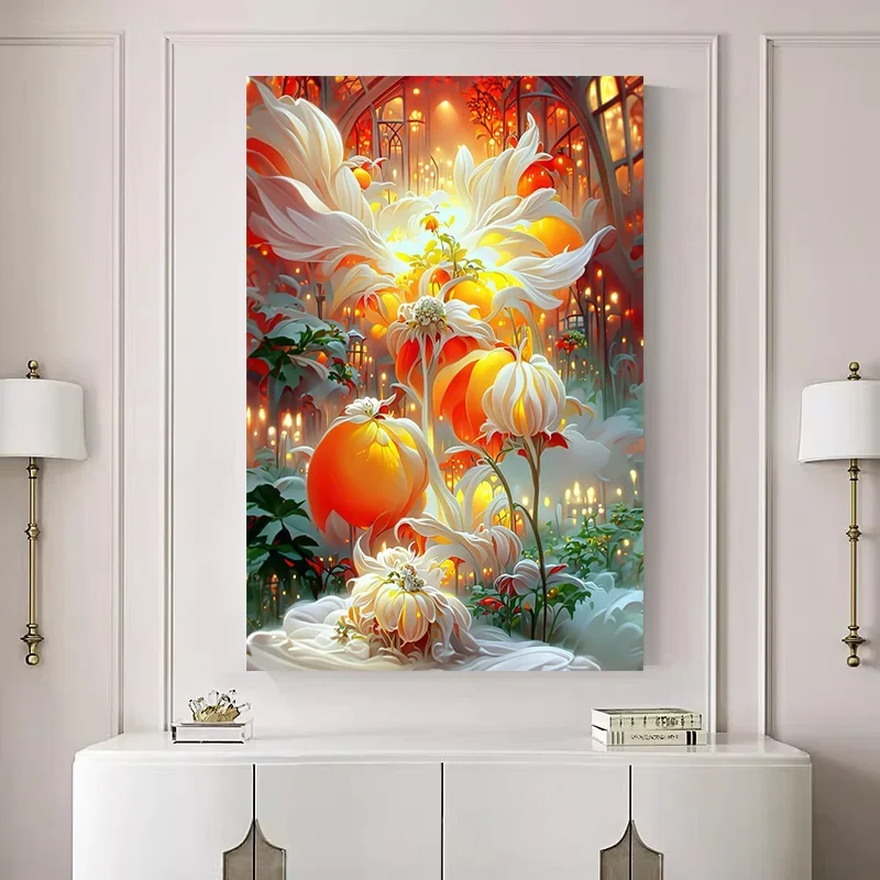 

Frameless Flower Landscape Canvas Painting, Colorful Modern Abstract Art, Poster Picture, Bedroom Wall Painting, Home Decoration