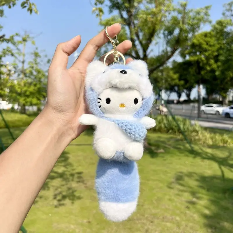 Kawaii Sanrio Hello Kittye Plush Keychain Pendant Anime Cartoon Women's Backpack Accessories Desktop Ornament Festival Gift