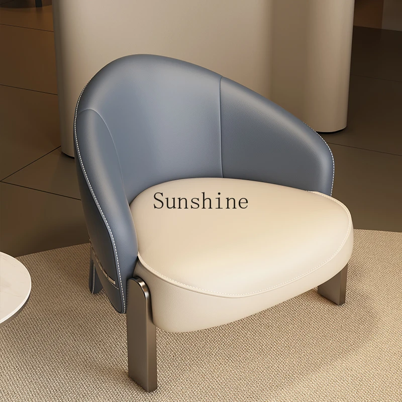 

Single simple Italian light luxury living room balcony sitting area lazy leather chair