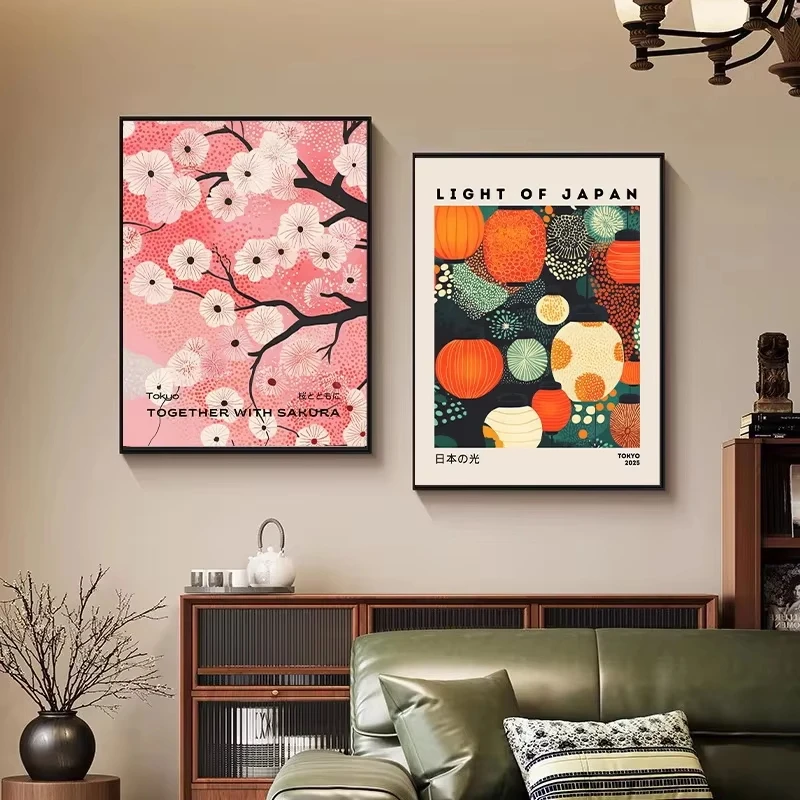 Japanese Ukiyo-e Style Fuji Mountain Cranes Cherry Blossom Elements Canvas Poster Livingroom Art Studio Coffe Shop Decor Gift