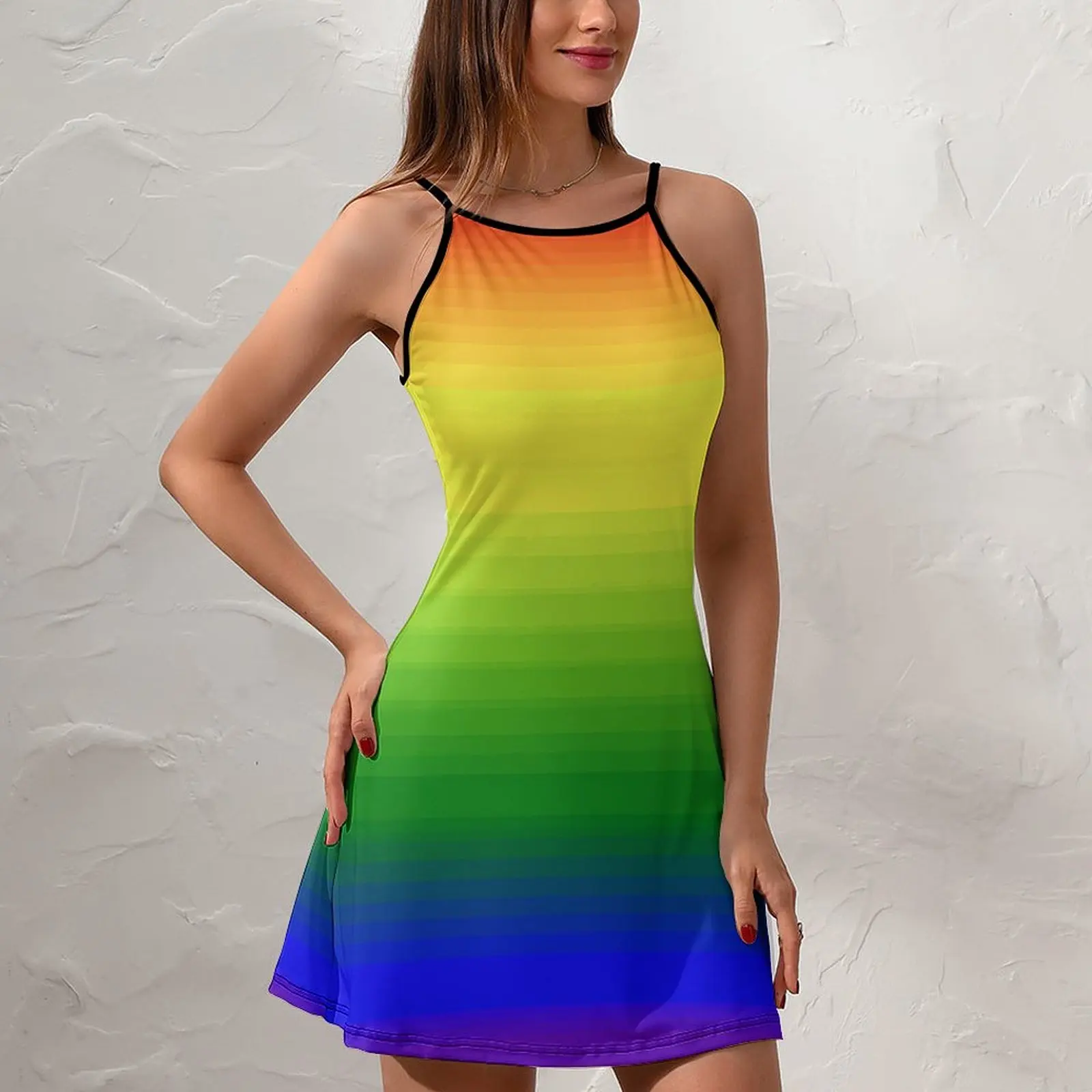 Gradient LGBT + Flag women's Sling Dress Cool Dresses Unique Sexy women's Gown holiday