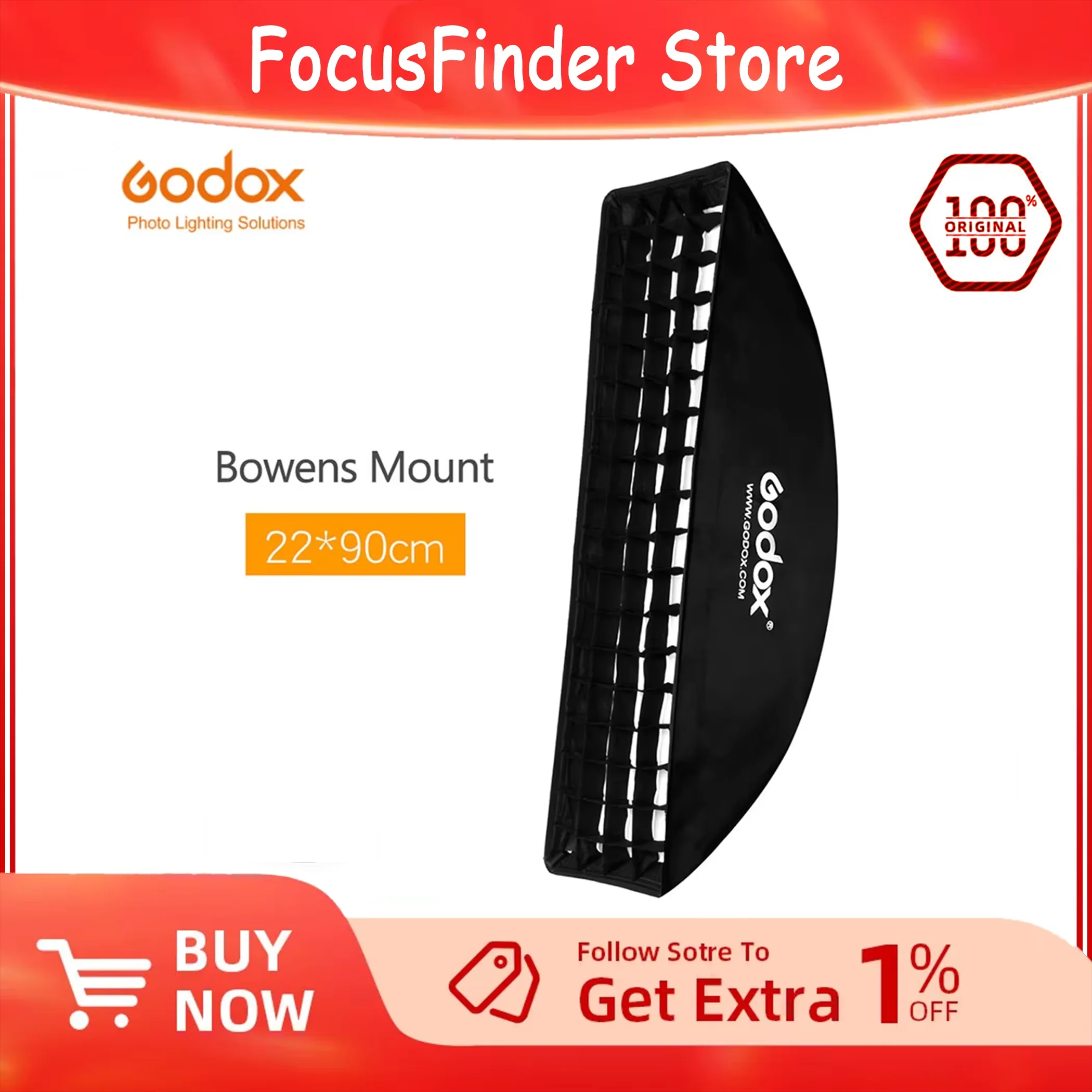 Godox Softbox 22x90cm 9'x 35' Honeycomb Grid Portable Rectangular Softbox Soft Box with Bowens Mount for Studio Flash