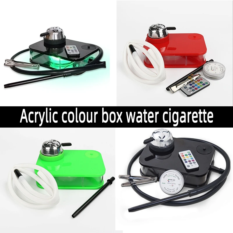 Acrylic colour box LED Light Nargile Cachimba Water Pipe Chicha Hookah Kit Accessories for Smoking Кальян Acrylic Shisha