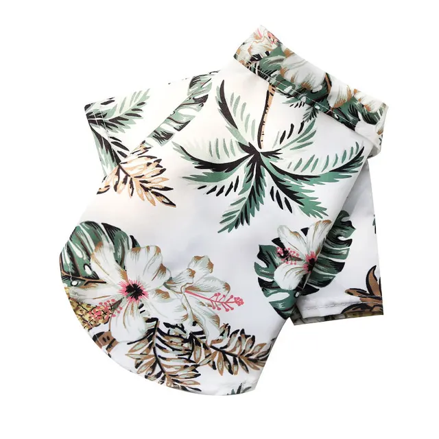 Hawaiian Dog's Shirts | Plumeria & Hibiscus on Soft Yellow