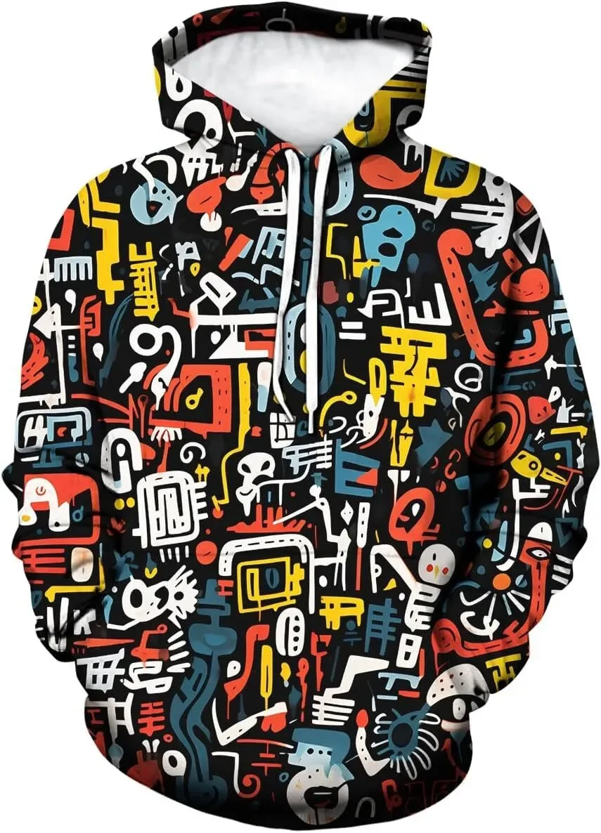 Sweat-shirt à capuche avec lettres Graffiti colorées pour hommes et femmes, nouveauté imprimée en 3D, Hip-Hop, pull, Streetwear, vêtements pour hommes