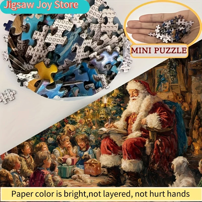 ปริศนา 500 ชิ้นสำหรับผู้ใหญ่ที่มีรูปซานต้า เหมาะสำหรับเกมปาร์ตี้และกิจกรรมต่างๆ โมเสกหลากสีสันสำหรับงานเทศกาลนี้มีขนาด 15