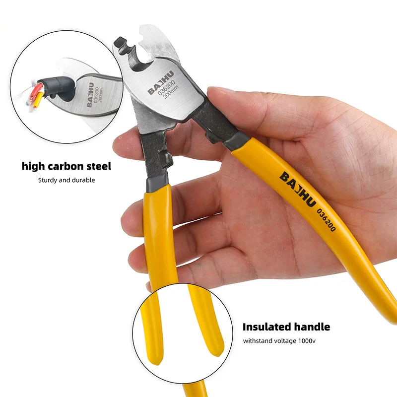 Insulated Cable Cutter Electrician Professional Pliers Shock Wire Stripper Tool Pliers Cable Scissors