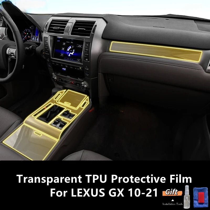 

For LEXUS GX 10-21 Car Interior Center Console Transparent TPU Protective Film Anti-scratch Repair Film Accessories Refit