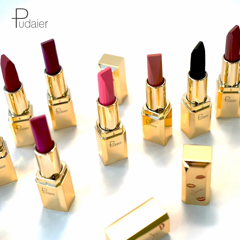 Pudaier Kiss-proof Nude Velvet Matte Lipstick Lips Makeup Waterproof Soft Lip Stick Cream Make up Cosmetics Tint Lip Balm Pencil