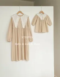 Tenues assorties pour la famille, chemise à carreaux, barboteuse en coton pour bébé fille, robe pour femme, mère et fille, vêtements Look, printemps et automne