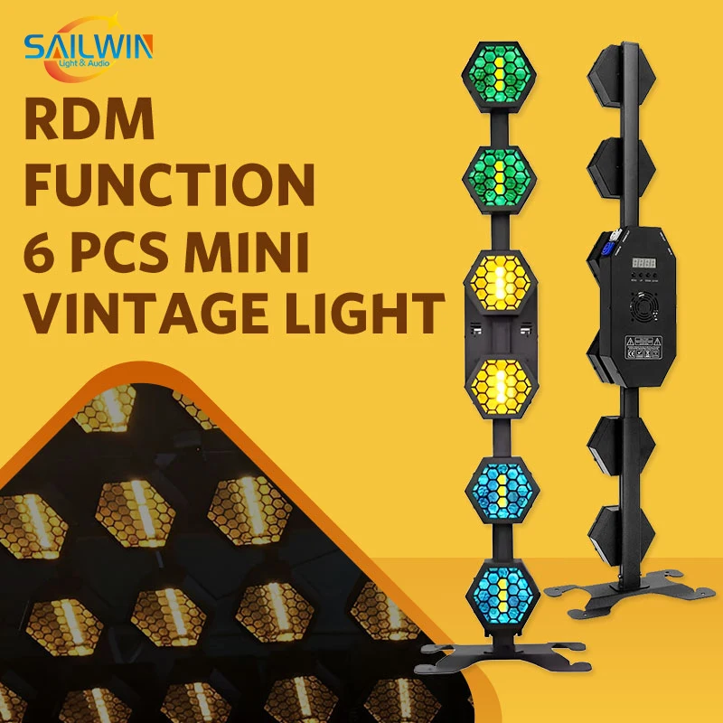 Sailwin Mini 6 line LED rotary retro style stage light with RGB DMX warm white beam for disco wedding party KTV performance