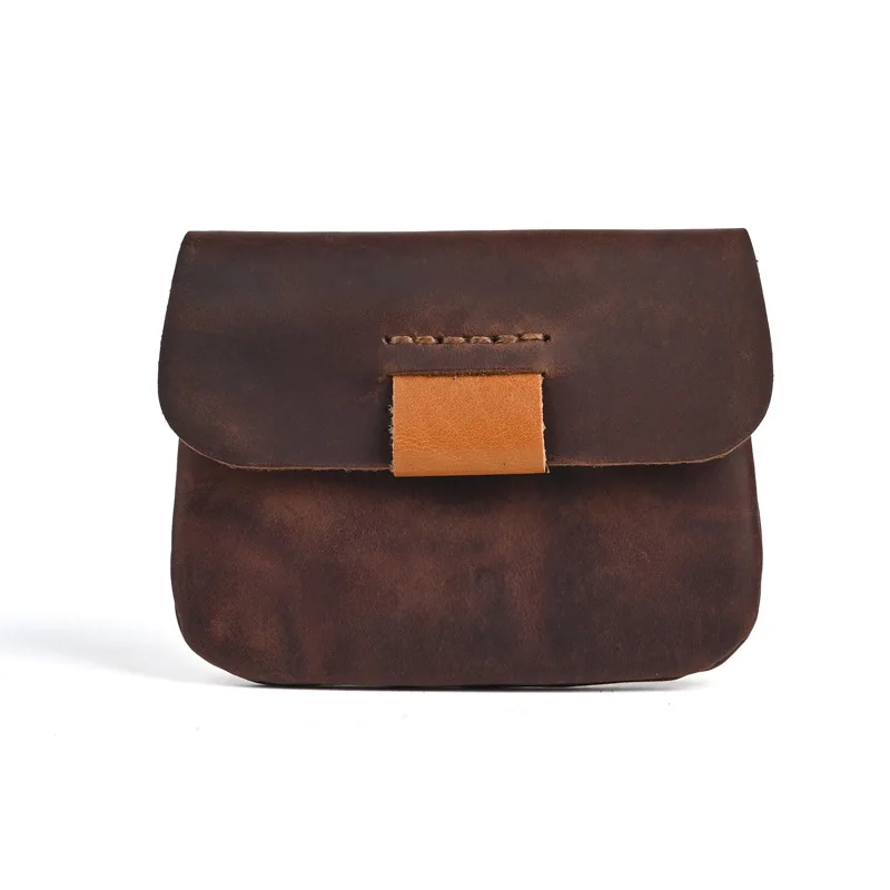 

Кожаный тонкий женский мини-кошелек для монет и карт ручной работы