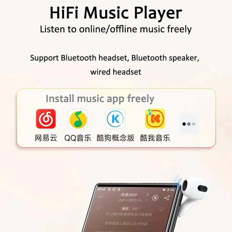 ABVO-WIFI 5.0-Inch IPS HD Video MP5 MP4 Bluetooth Metal Full Touch Screen MP3 Music Player