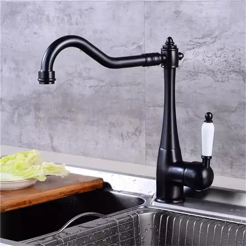 

Black Bathroom Faucet Antique Basin Faucet Chrome Kitchen Faucet Brass Sink Mixer Sink Mixers Tap Hot Cold Water Crane