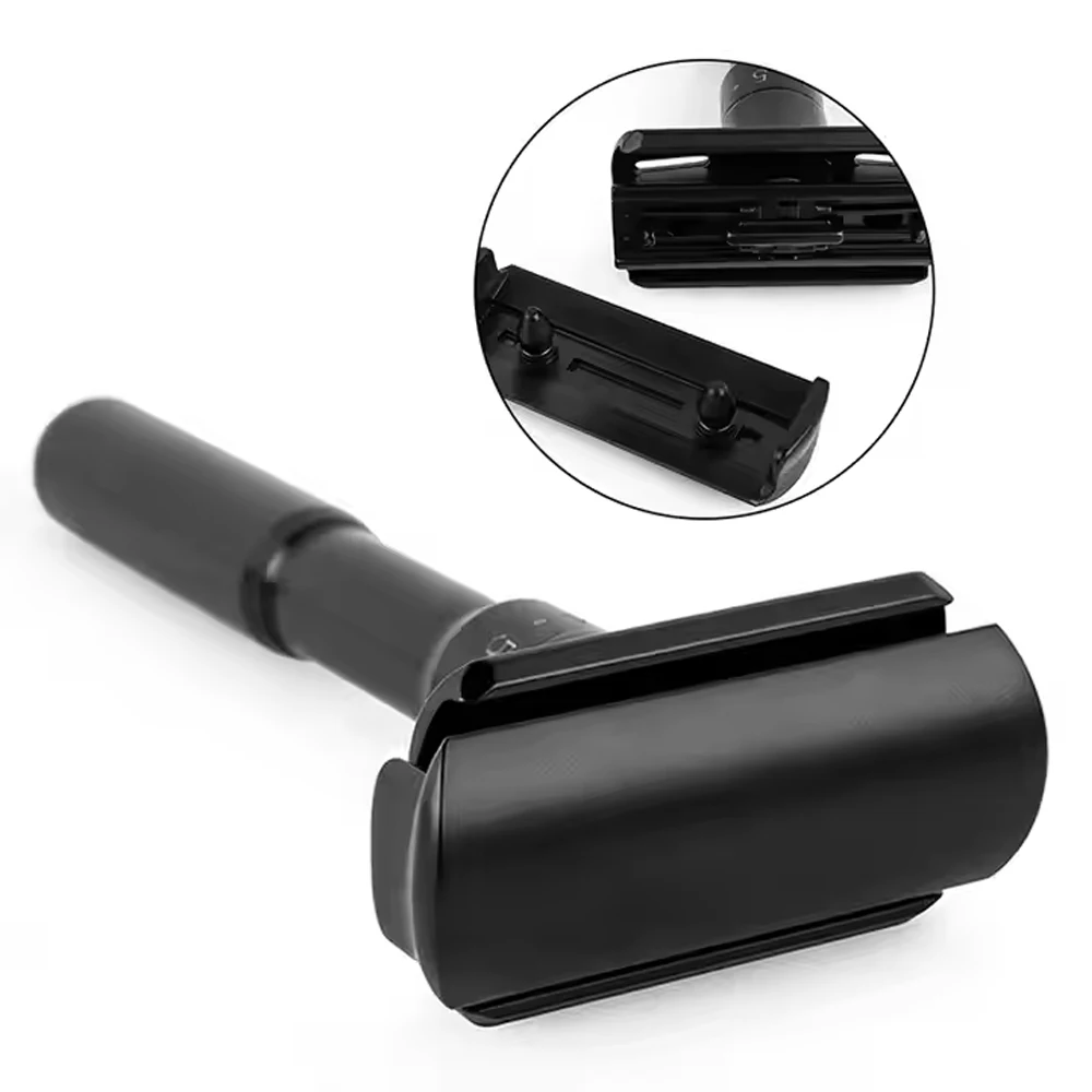 Adjustable Safety Razor for Men, 1-5 Settings Double Edge Wet Shaving Razor, Black Matte Metal Handle, Reusable Eco-Friendly Man view 5