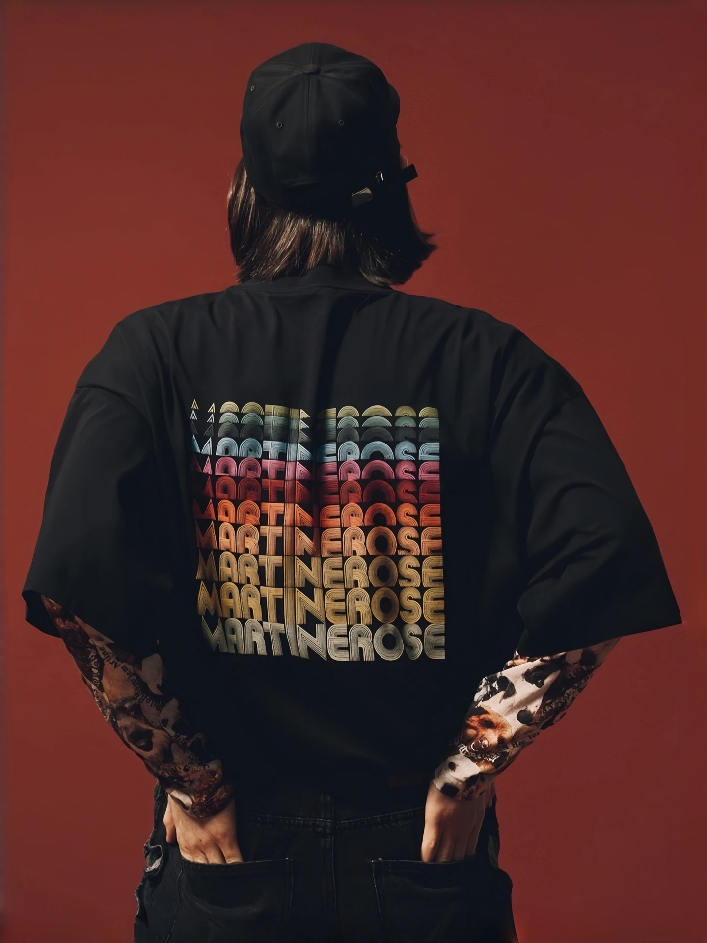 

Loose Unisex Short Sleeve T-Shirt Rainbow Gradient Text Print Casual Streetwear American Style Cotton Summer Top for Couples