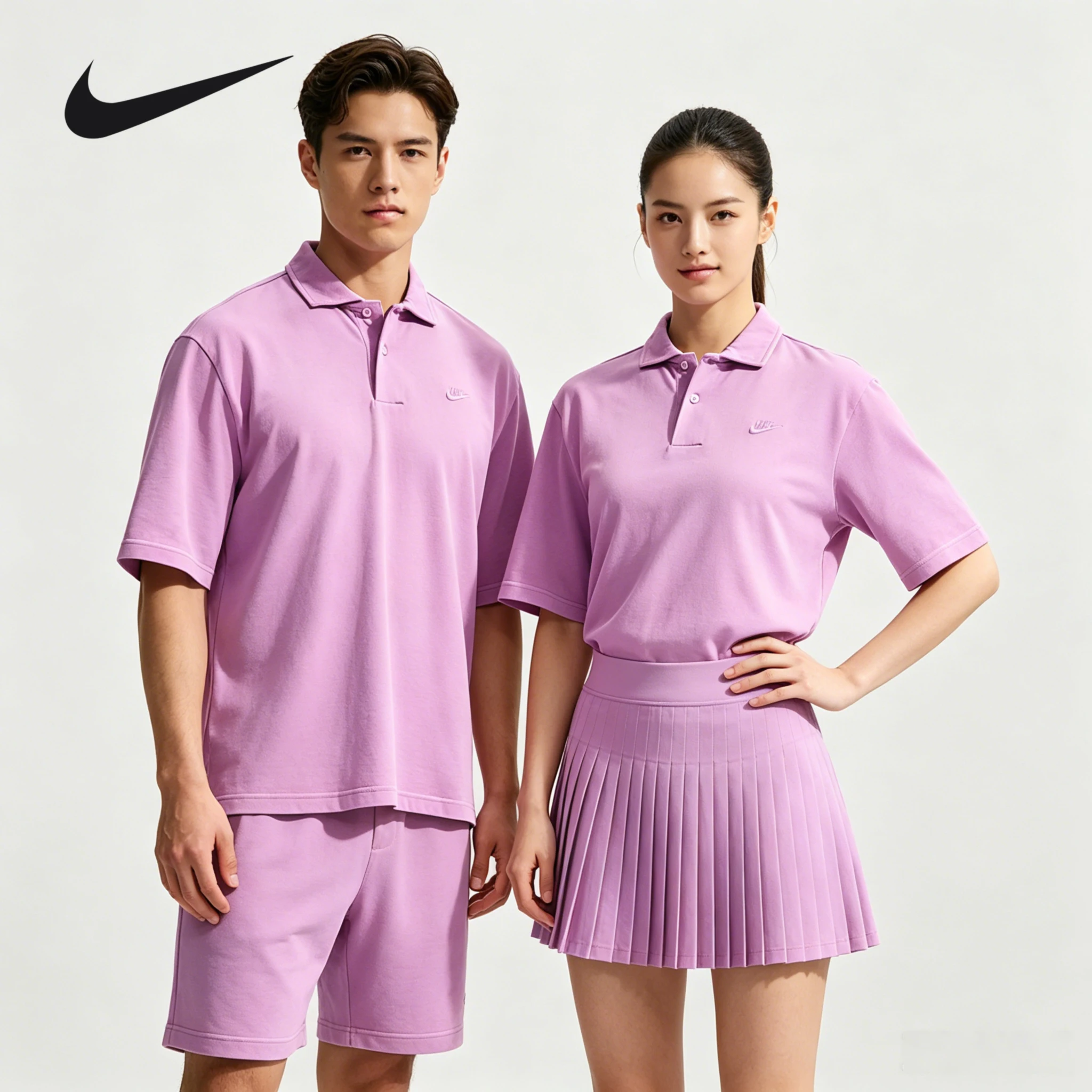 NIKE Camiseta masculina de verão, novo estilo, gola esportiva de golfe, camiseta polo de manga curta, 2 peças IF0732-503 + IF0732-503
