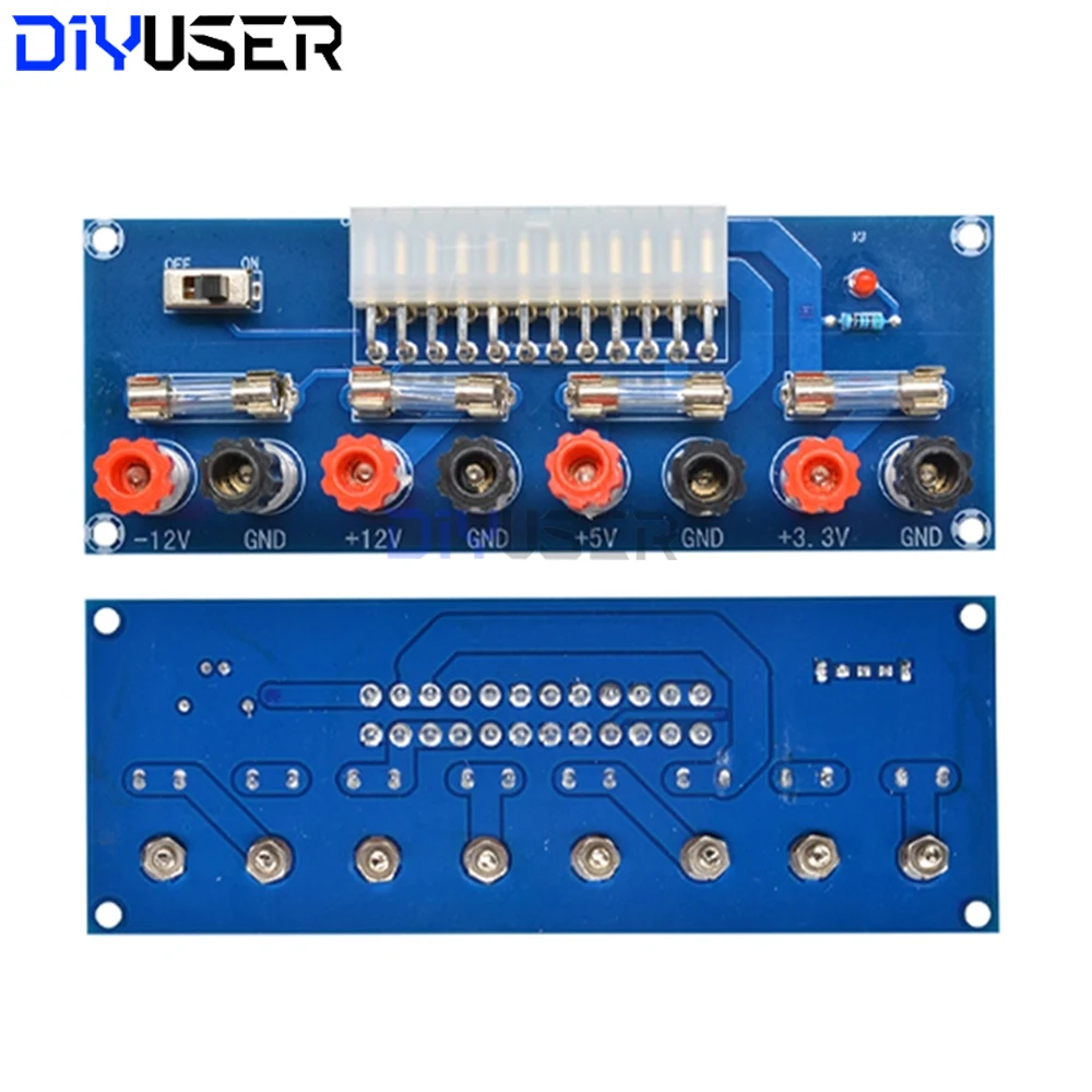 XH-M229 ATX Power Supply Adapter Board, 3.3V 5V 12V Output Terminal Module with On/Off Switch & Fuse for PC Power Supply