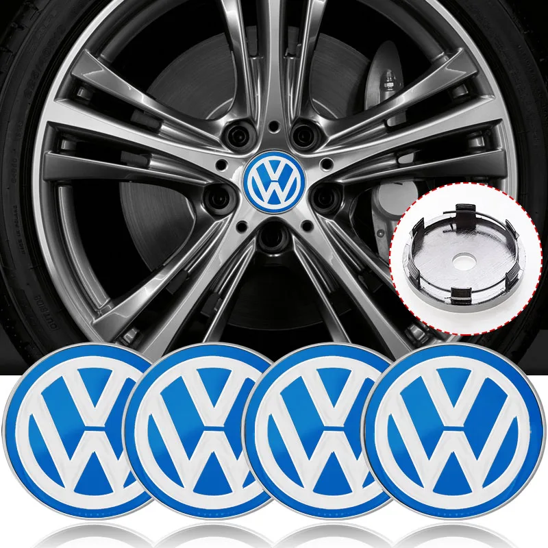 56/60MM Car Wheel Center Hub Caps sticker Tire Rim Covers Accessories For Volkswagen Passat Polo Golf Beetle Caddy Up Eos Tiguan