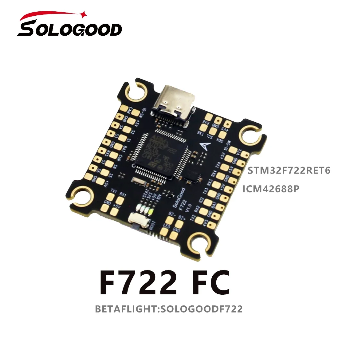 SoloGood F722 60A Stack ICM42688P F722 Controllore di volo BLHELI_S 60A 4in1 ESC 30.5X30.5mm 2-6S per parti di droni FPV Freestyle