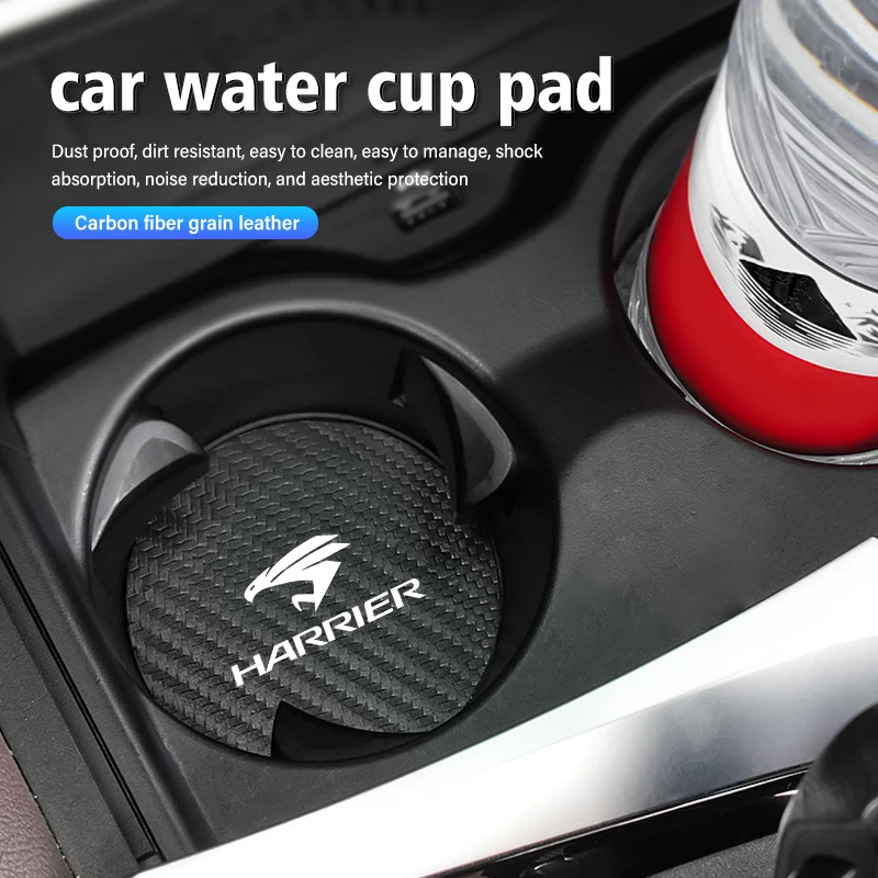 2Pcs Car Coasters Water Cup Non-Slip Mat Waterproof Pad For Toyota Harrier 30 60 80 XU30 XU60 XU80 2022 2023