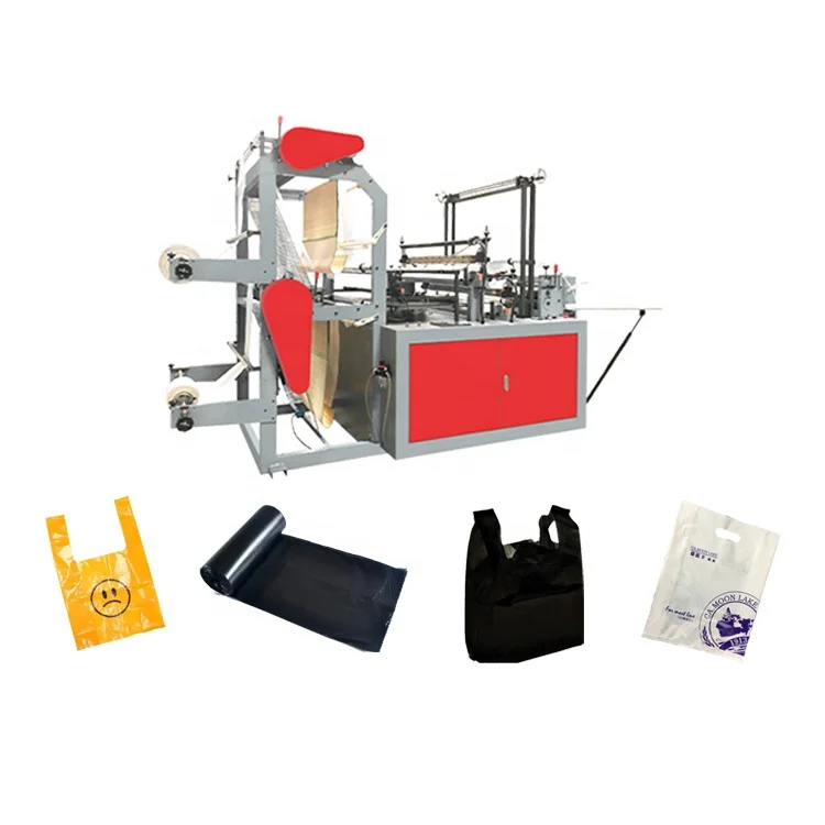 Automatic PE Biodegradable T-shirt Carry Bag Making Machine Price Polythene Used Plastic Shopping Fruit Bag Making Machine
