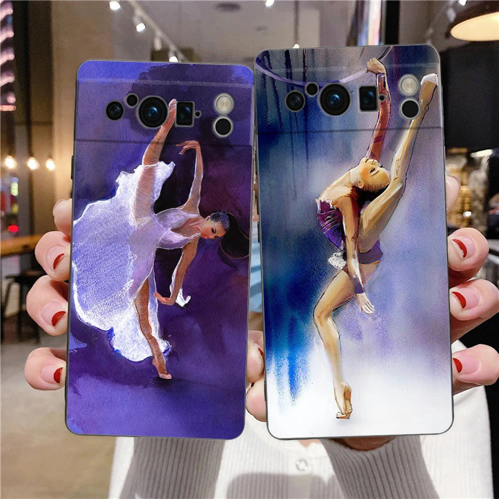 Gymnastics water color Phone Case For Google Pixel 9 8 7 6 Pro XL 8A 7A 6A TPU Shell Soft Shockproof Black Cover