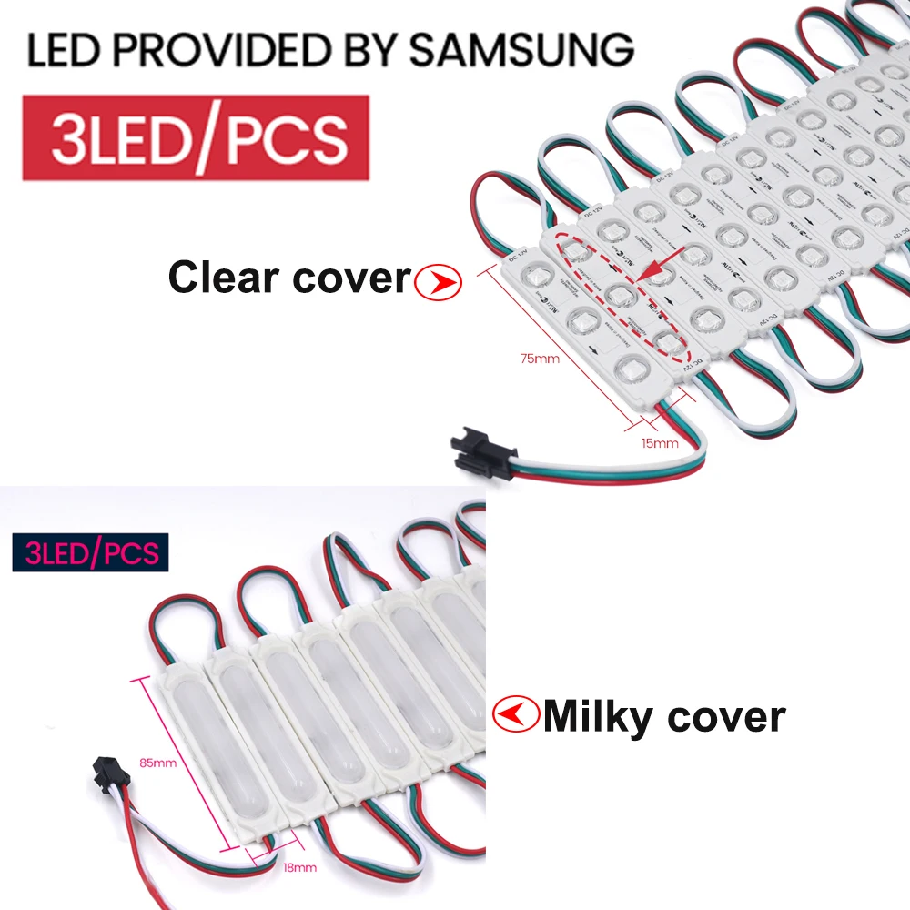 20pcs LED Module DC12V 3 LED WS2811 RGB LED Pixel Light Module Waterproof LED Lighting Full Color Smart Pixel Addressable Module