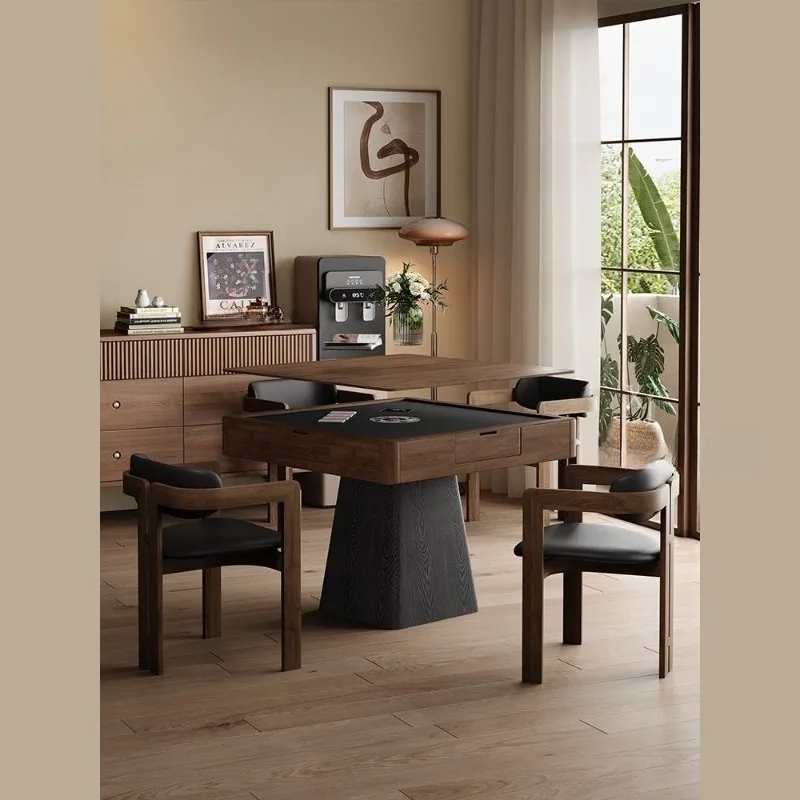 Automatic special table for eggs, dual-purpose high-end solid wood poker chess and card table, household dining table mahjong